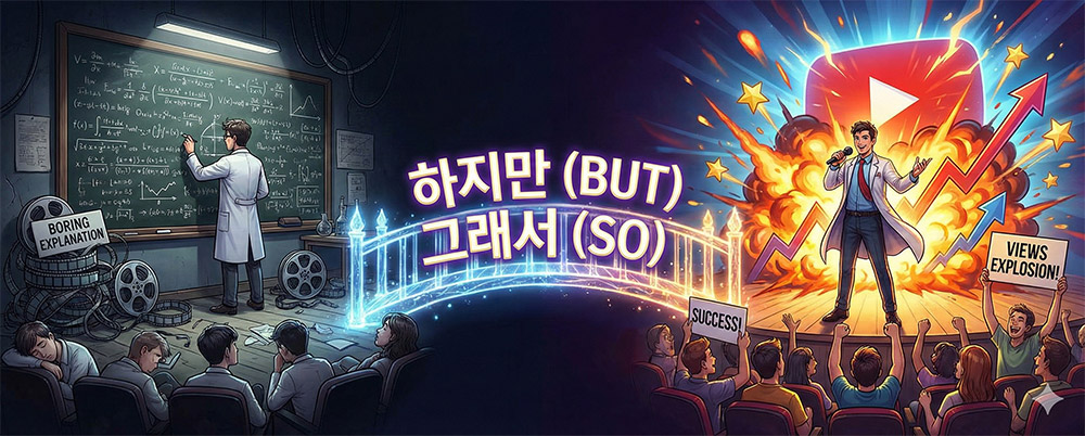 유튜브 조회수 폭발시키는 마법의 양념: '하지만-그래서' 작법 (설명충 탈출기)